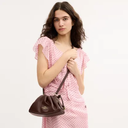 COACH®,Faye Shoulder Bag,Shoulder Bag,Metal,Ball Embellishment,Drawstring,Logo,Casual,Brown