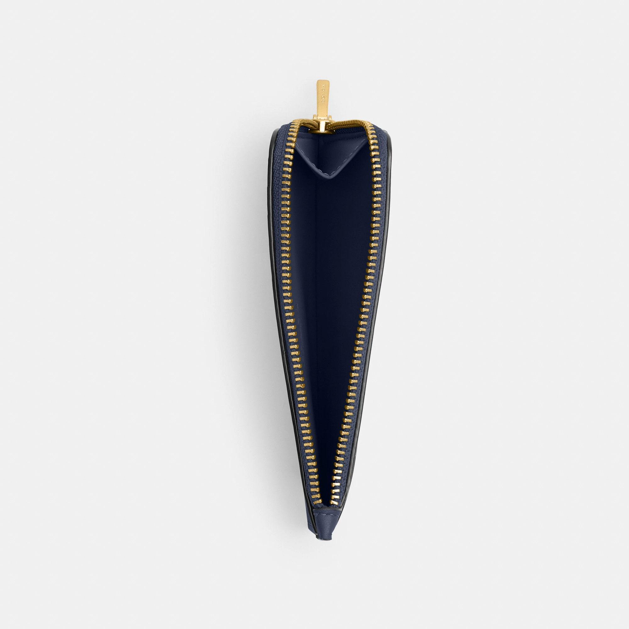 COACH®,New York Zip Card Case,Leather,Calfskin Leather,Card Case,Coin,Word Embellishment,Logo,Casual,Navy,Inside View,Top View