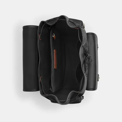 COACH®,Sprint Backpack In Signature Jacquard,Calfskin Leather,Canvas,Backpack,Adjustable,Casual,Black,Inside View,Top View
