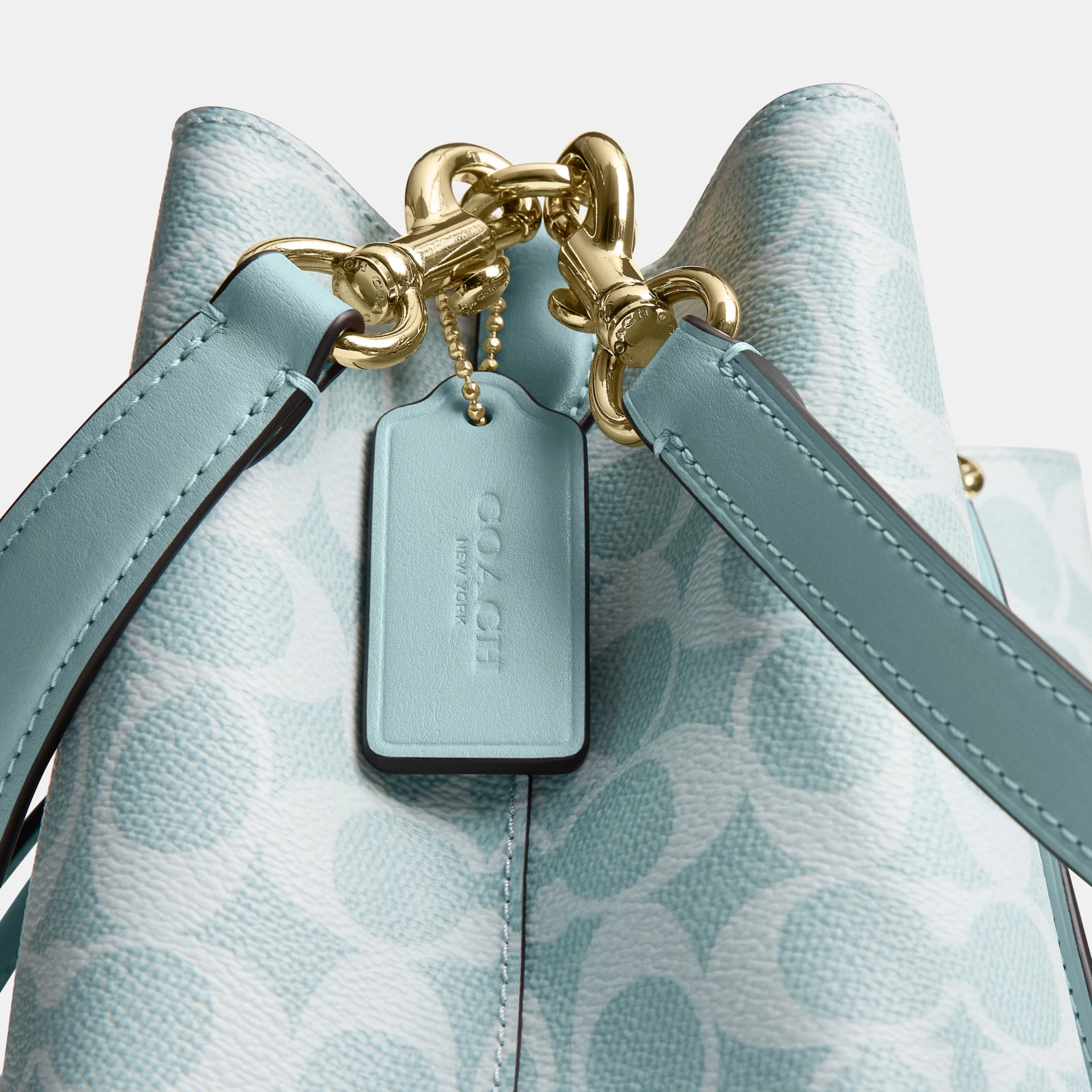 Rowan Bucket Bag In Signature Canvas - signature canvas/Gold/Light Blue - view 6