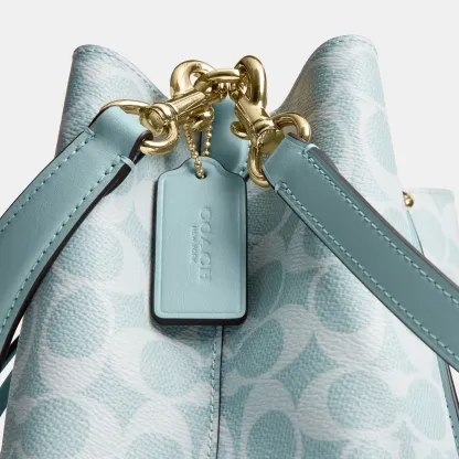 Rowan Bucket Bag In Signature Canvas - signature canvas/Gold/Light Blue - view 6