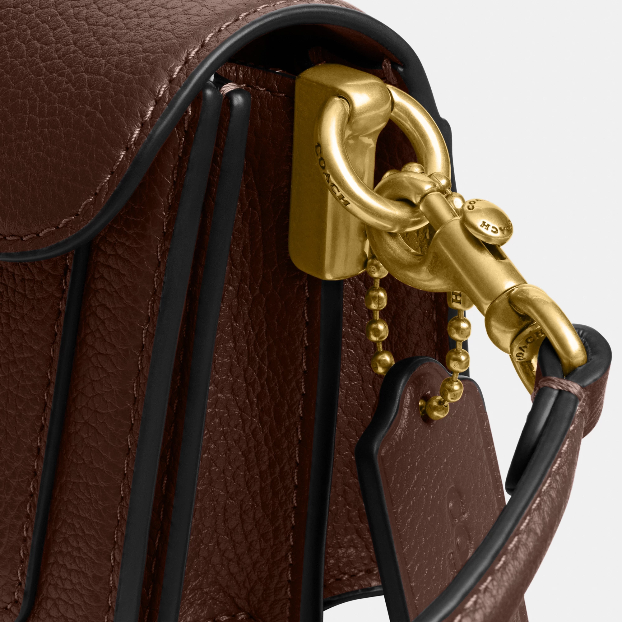 COACH®,Tabby Shoulder Bag 20,Leather,Shoulder Bag,Embossed,Metal,Logo,Day Party,Brown,Closer View