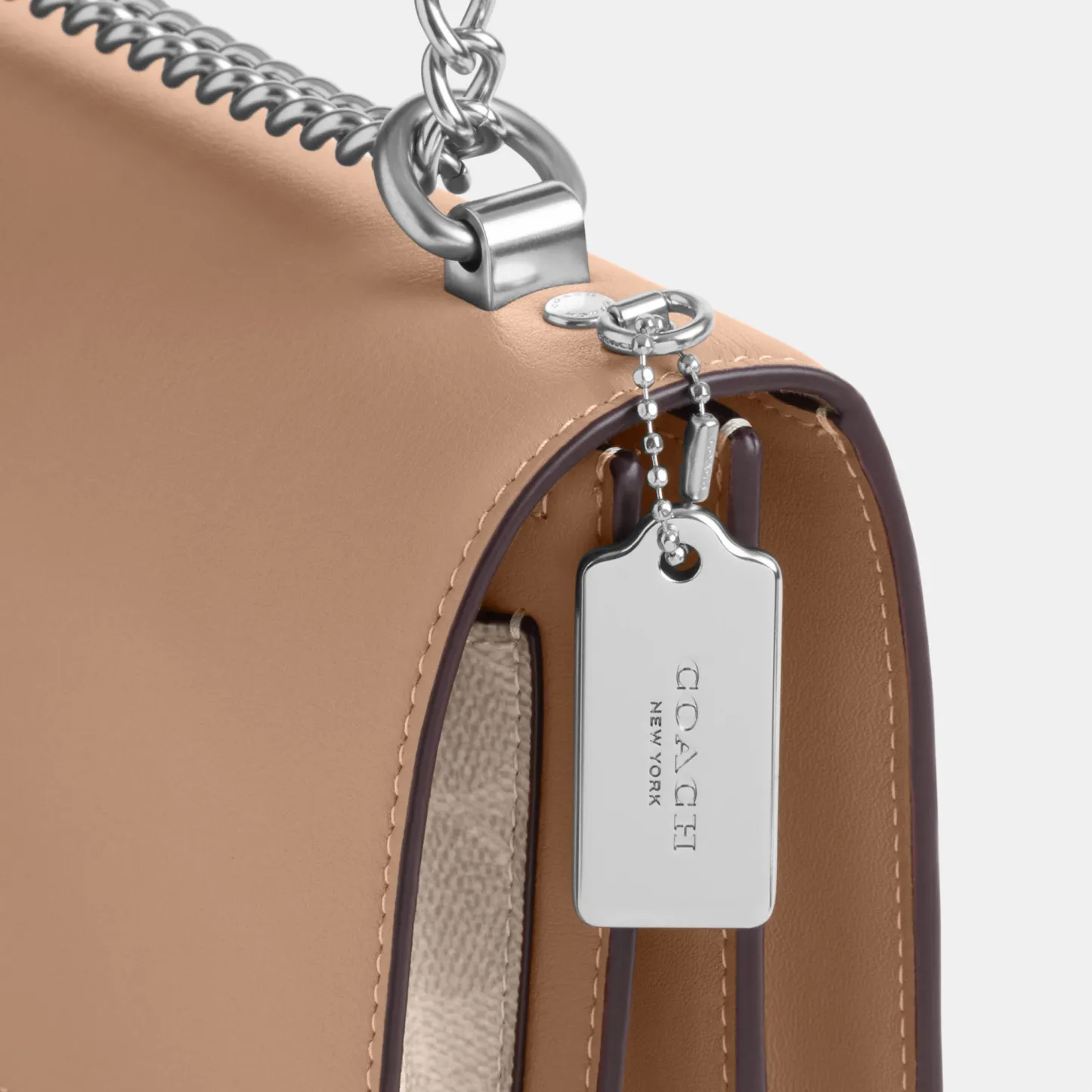 COACH®,Klare Crossbody Bag In Signature Canvas,Crossbody,Chain Detail,Pattern,Day Party,Beige,Closer View