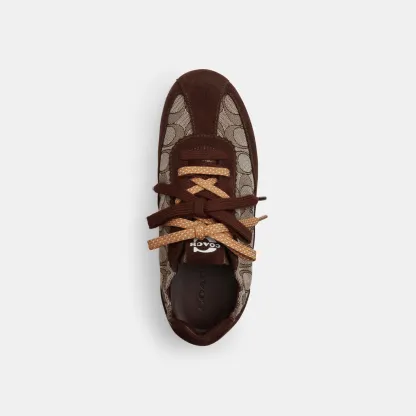 COACH®,Soft Sneaker In Signature Jacquard,Rubber,Suede,Recycled Polyester,Casual,Fabric,Logo,Color Block,Sustainable,Cushi...,Multi Color,Inside View,Top View