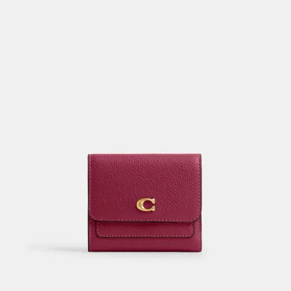 COACH®,Mila Small Flap Wallet,Leather,Tri Fold,Logo,Metal,Casual,,Front View