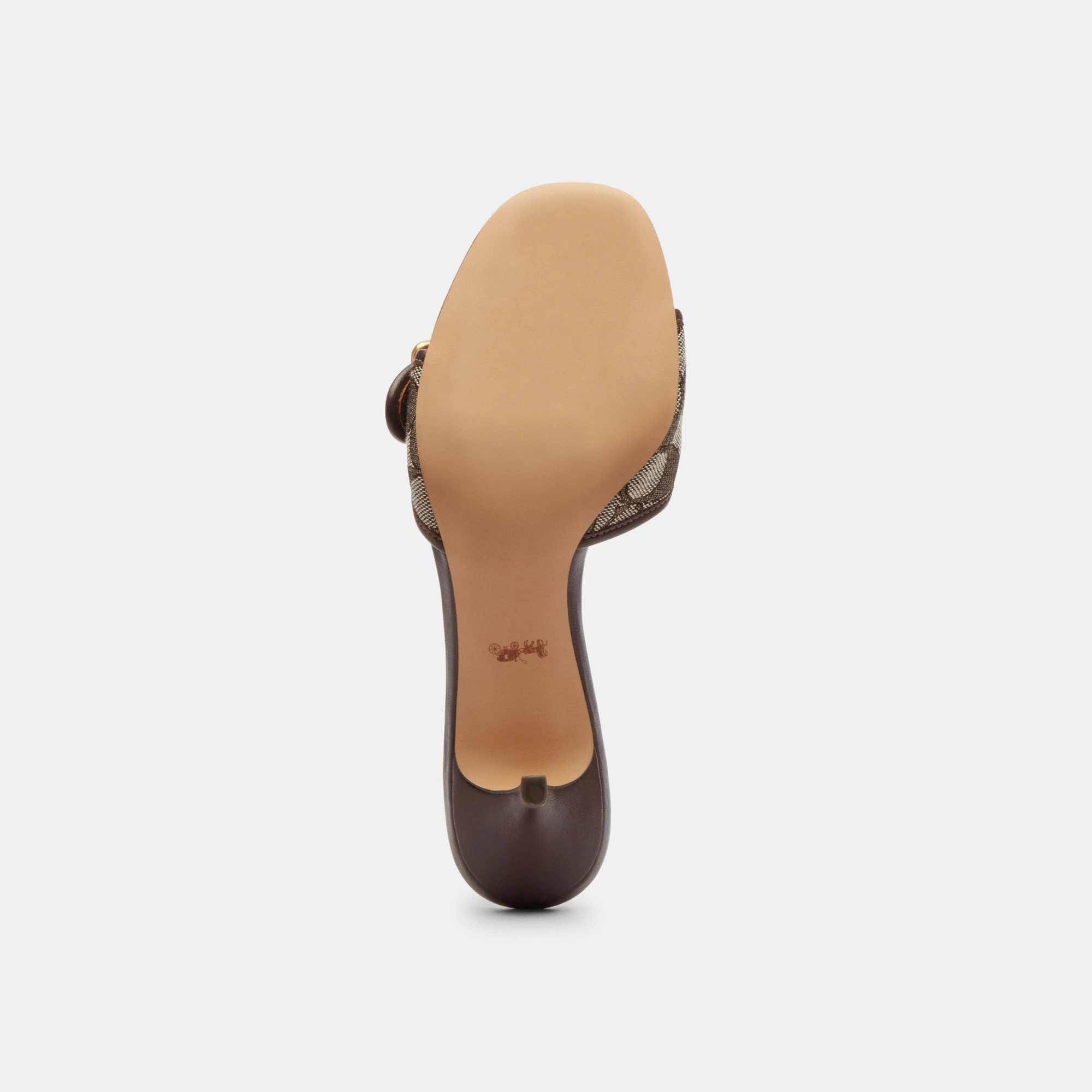 COACH®,Margot Sandal In Signature Jacquard,Recycled Cotton,Recycled Polyester,Leather,Slides,Fabric,Piping,Logo,Sustainabl...,Brown,Outsole View