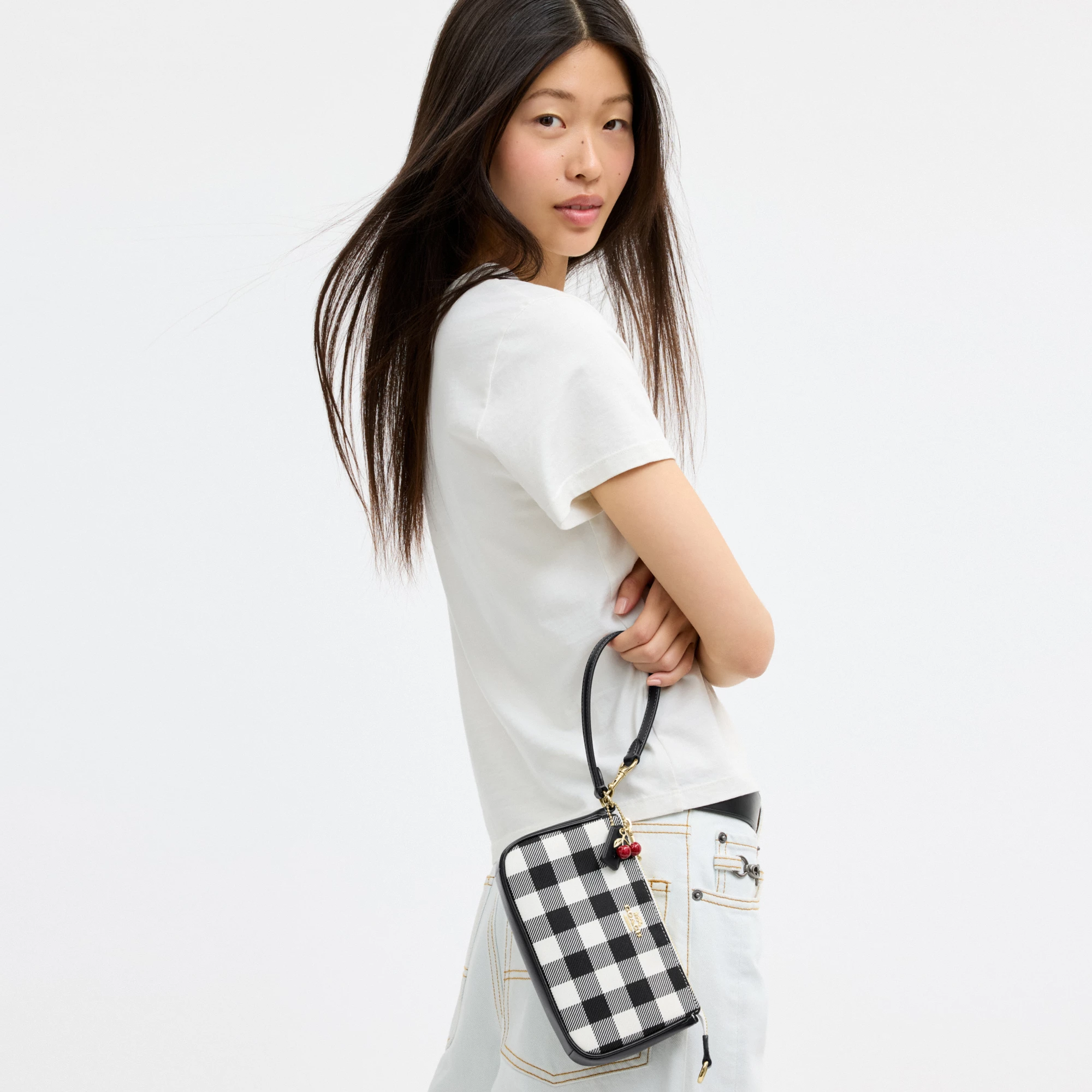 COACH®,Nolita 19 With Gingham Print And Charm,,Detail View