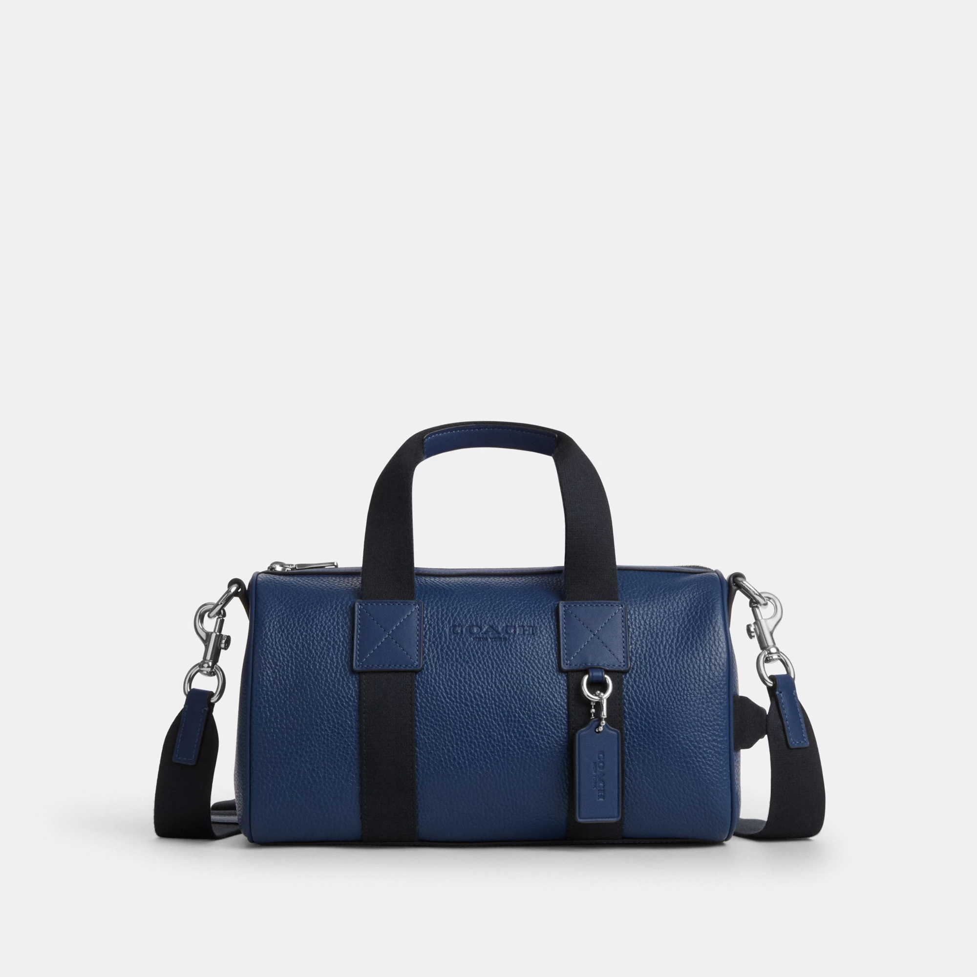 COACH®,Explorer Duffle Bag 28,Leather,Duffle Bag,Logo,Father's Day,Blue,Front View