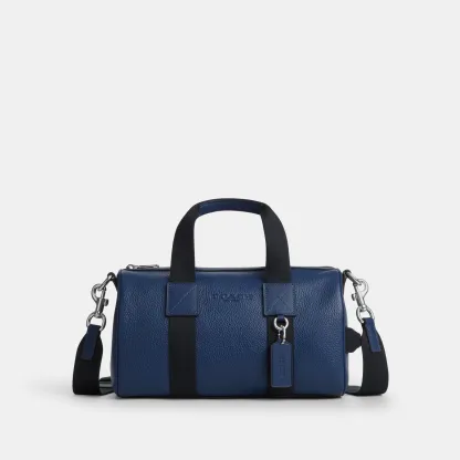 COACH®,Explorer Duffle Bag 28,Leather,Duffle Bag,Logo,Father's Day,Blue,Front View