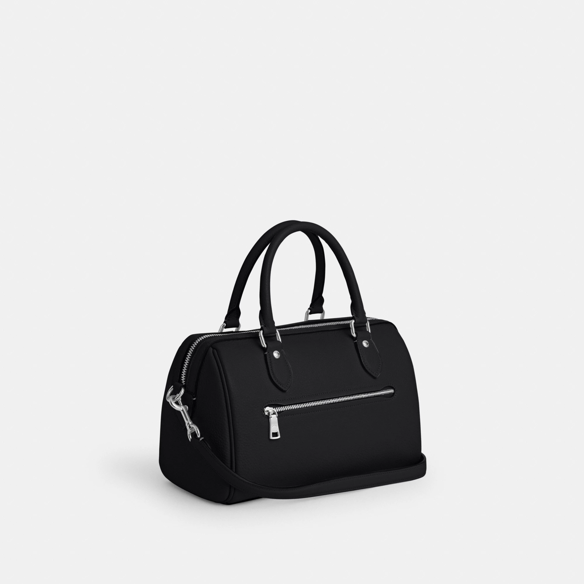 COACH®,Rowan Satchel Bag,Satchel,Logo,Casual,Work,Black,Angle View