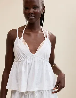 Aerie Happiest Babydoll Tank Top - White