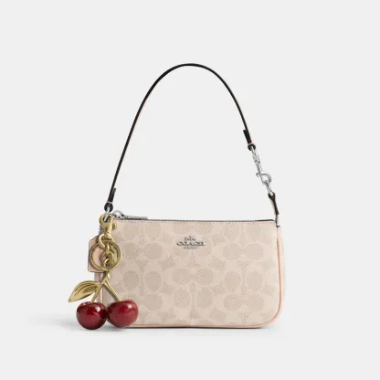 COACH®,Nolita 19 In Signature Canvas,Canvas,Shoulder Bag,Metal,Casual,Beige,Angle View