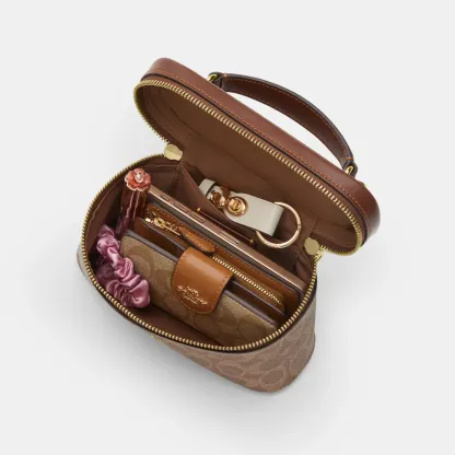 COACH®,Rainer Crossbody Bag 18 In Signature Canvas,Canvas,Recycled Polyester,Leather,Crossbody,Logo,Adjustable,Sustainable...,Brown,Inside View,Top View
