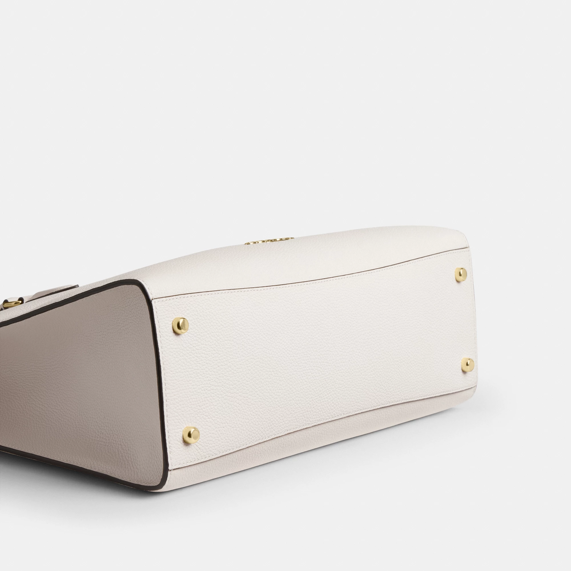 COACH®,Maggie Tote Bag,Leather,Tote,Logo,Embossed,Metal,Work,White,Outsole View