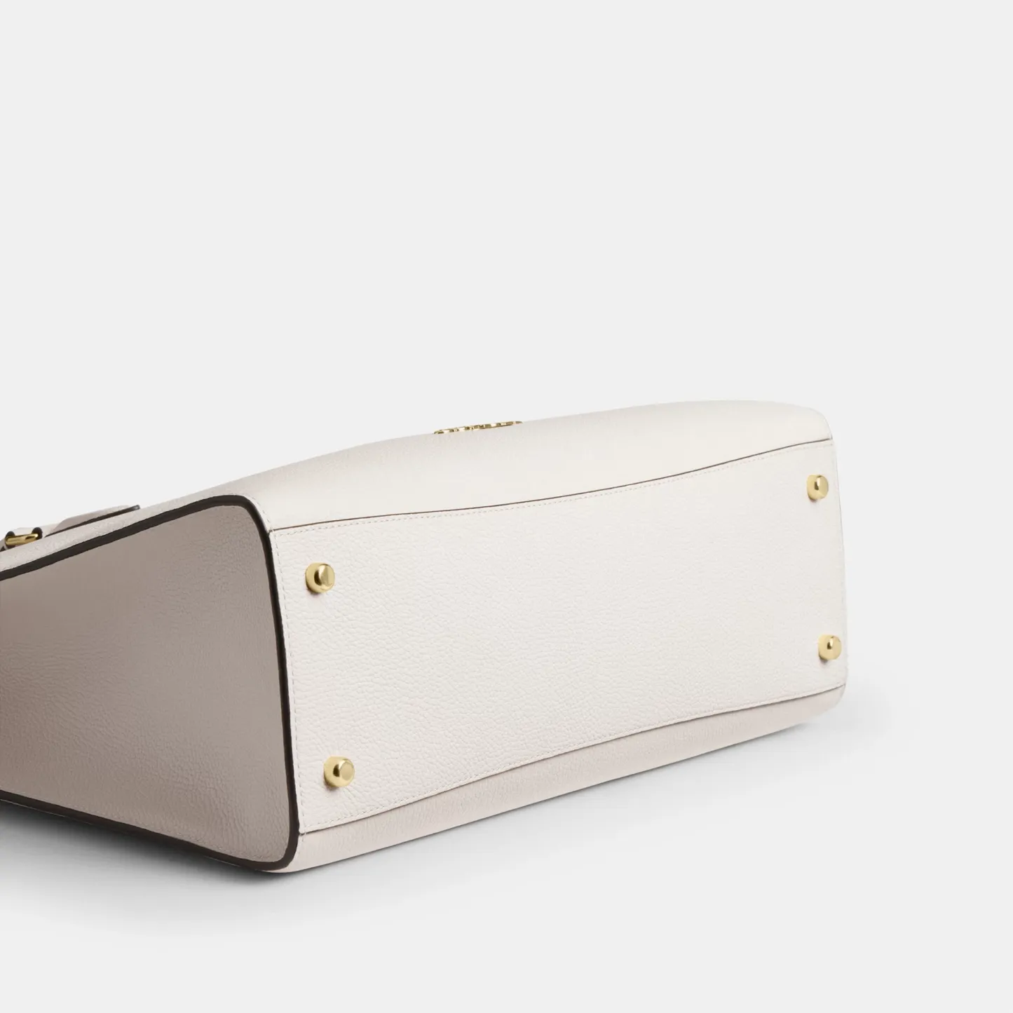 COACH®,Maggie Tote Bag,Leather,Tote,Logo,Embossed,Metal,Work,White,Outsole View