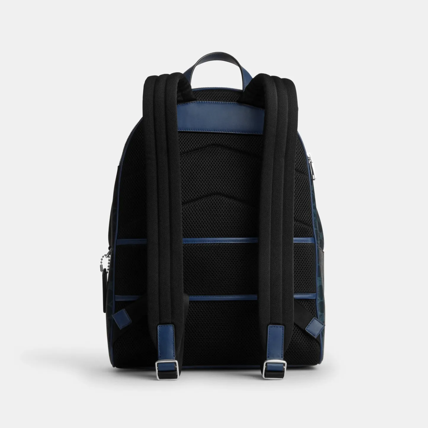 COACH®,Taylor Backpack In Signature Canvas,Leather,Canvas,Backpack,Logo,Suitcase Sleeve,Stain Resistant,Father's Day,Blue,Back View