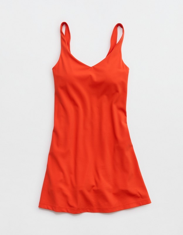 OFFLINE By Aerie Real Me Low Key Mini Dress - Orange Flare