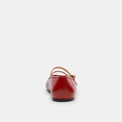 COACH®,Double Buckle Mary Jane,Leather,Rubber,Flats,Cushioned,Traction,Casual,Red,Alternate View
