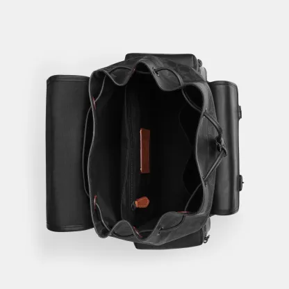 COACH®,Sprint Backpack In Signature Canvas,Canvas,Recycled Polyester,Leather,Backpack,Sustainable,Adjustable,Suitcase Slee...,Black,Inside View,Top View