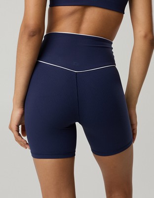 OFFLINE By Aerie Real Me XTRA High Waisted 5" Rib Piping Bike Short - Royal Navy