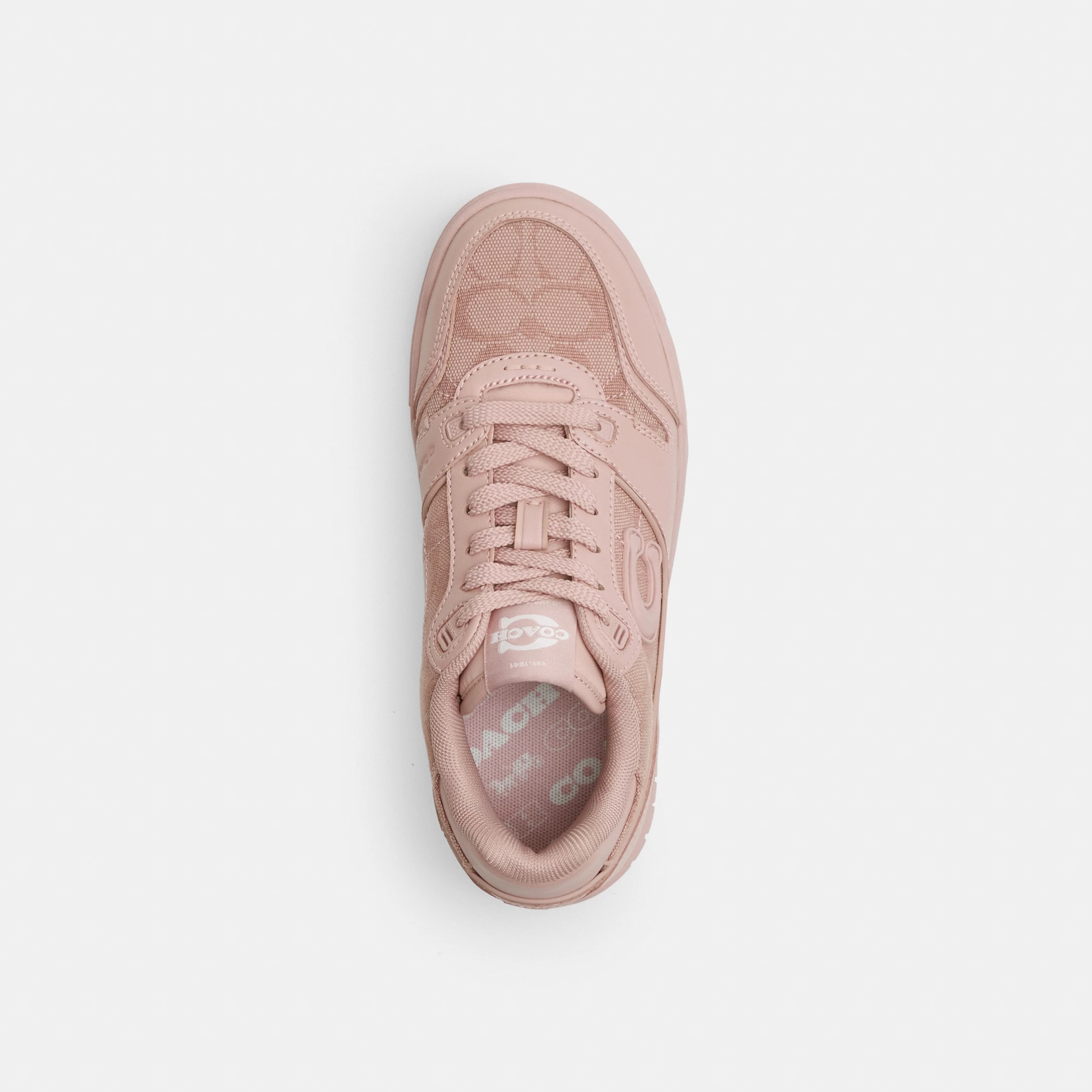 COACH®,Soho Sneaker With Signature Jacquard Canvas,Rubber,Cotton,Recycled Polyester,Polyester,Leather,EVA,Casual,Low Top,F...,Blush,Inside View,Top View