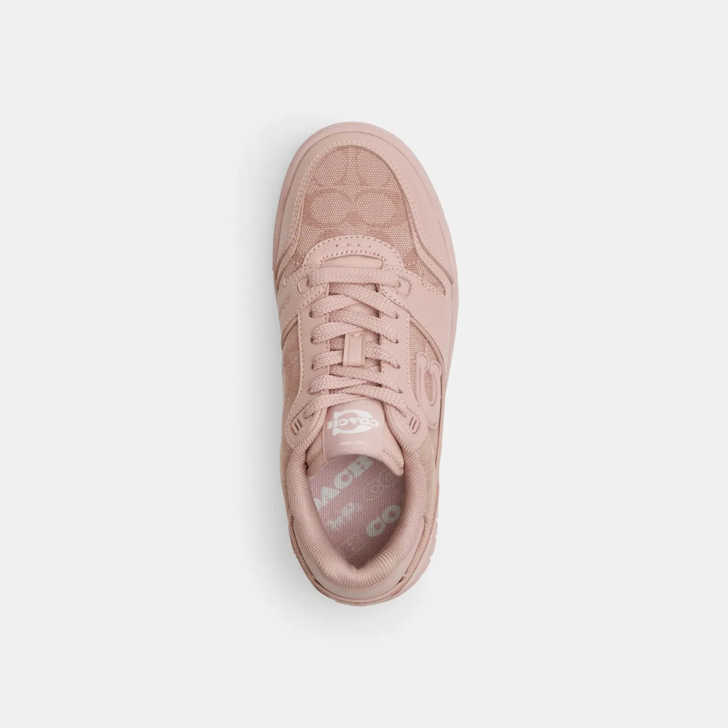 COACH®,Soho Sneaker With Signature Jacquard Canvas,Rubber,Cotton,Recycled Polyester,Polyester,Leather,EVA,Casual,Low Top,F...,Blush,Inside View,Top View
