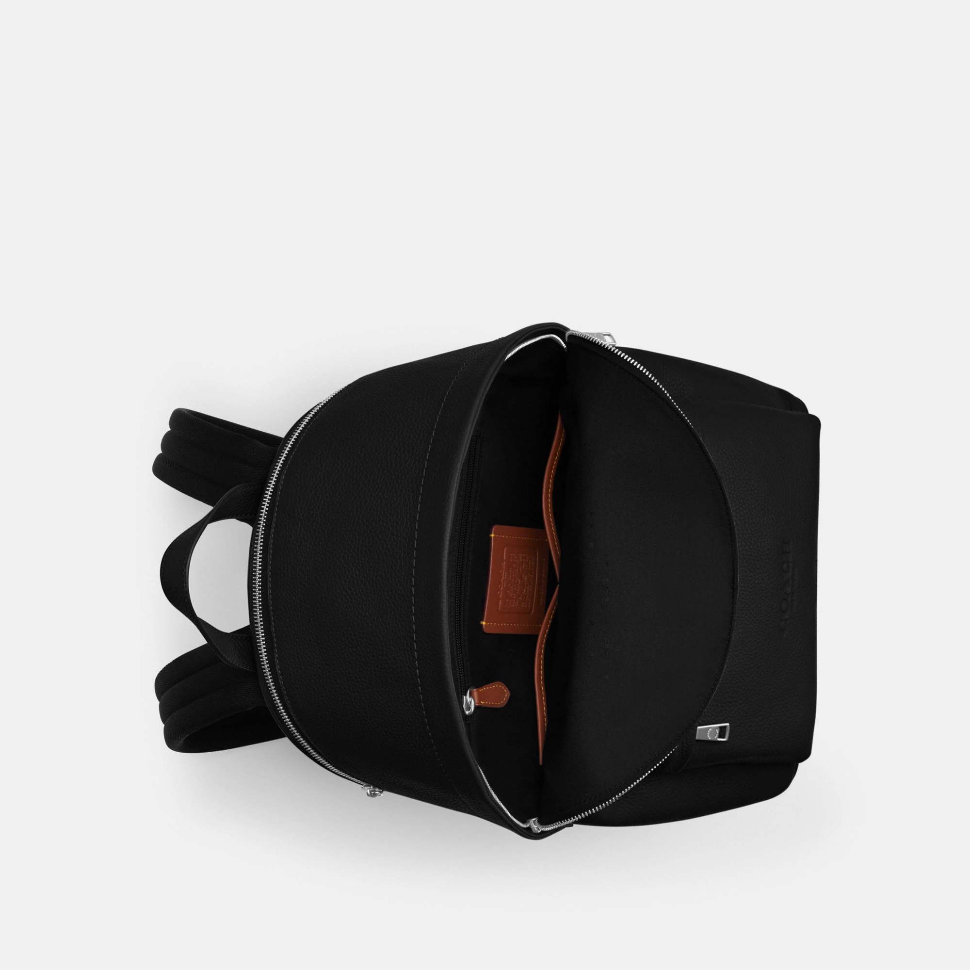 COACH®,Taylor Backpack,Polyester,Recycled Polyester,Leather,Backpack,Lined,Sustainable,Suitcase Sleeve,Casual,Black,Inside View,Top View
