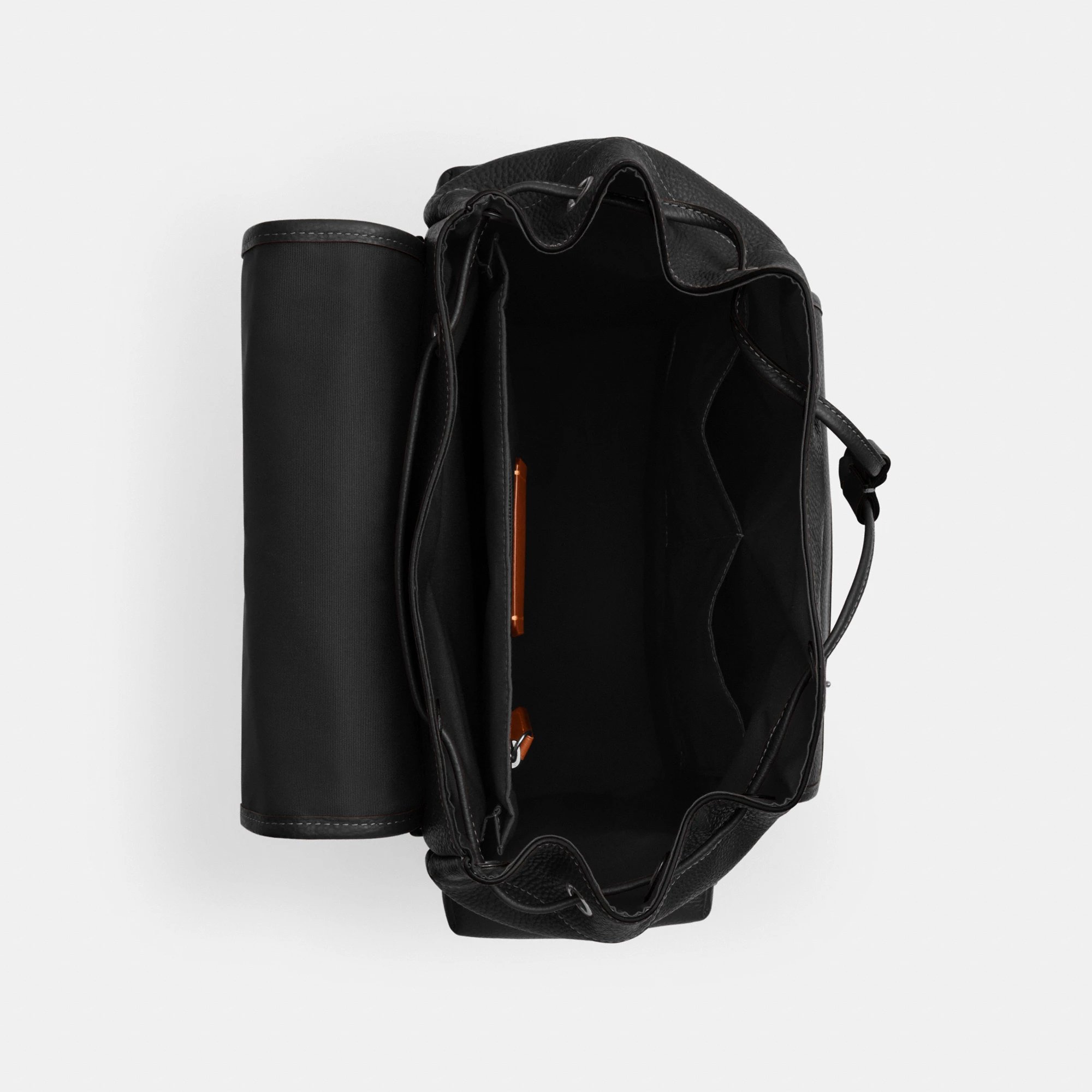 COACH®,Sprint Backpack,Recycled Polyester,Leather,Backpack,Logo,Adjustable,Padded Back Panel,Sustainable,Suitcase Sleeve,S...,Black,Inside View,Top View