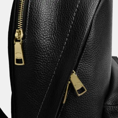 COACH®,Taylor Small Backpack,Recycled Polyester,Leather,Lining Recycled Polyester,Polyester,Backpack,Metal,Logo,Lined,Padd...,Black,Closer View