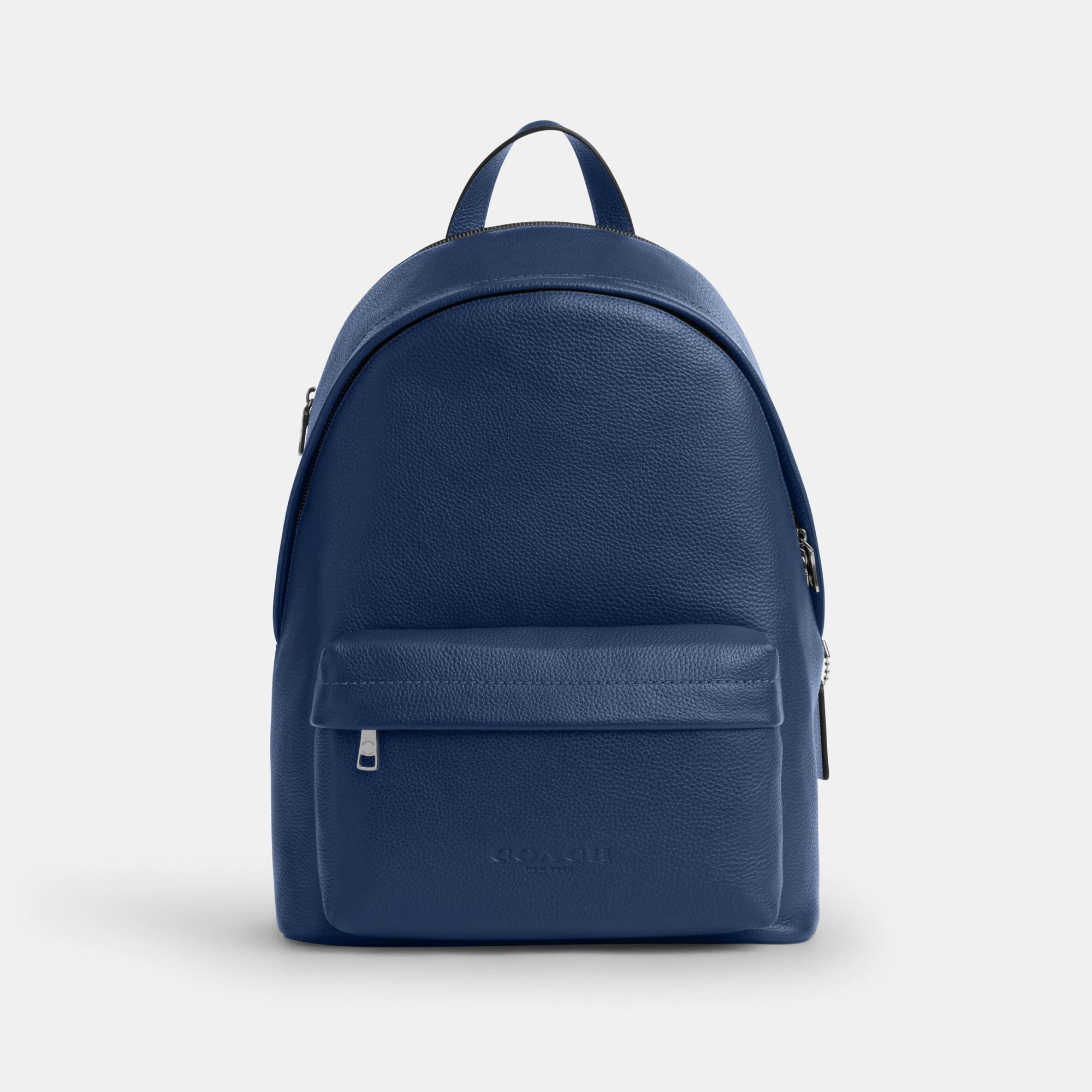 COACH®,Taylor Backpack,Polyester,Recycled Polyester,Leather,Backpack,Lined,Sustainable,Suitcase Sleeve,Casual,Blue,Front View