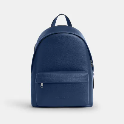 COACH®,Taylor Backpack,Polyester,Recycled Polyester,Leather,Backpack,Lined,Sustainable,Suitcase Sleeve,Casual,Blue,Front View