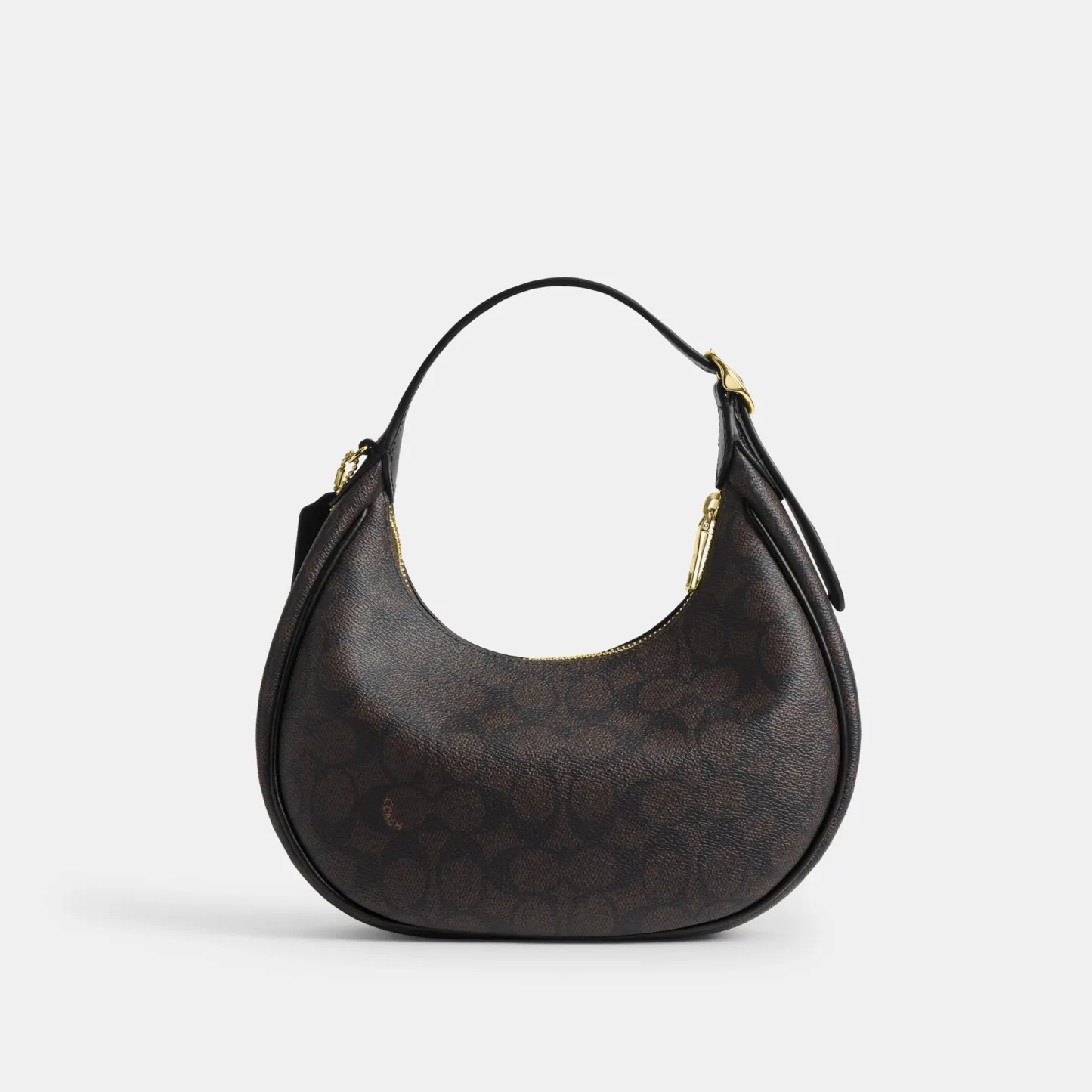 COACH®,Emily Shoulder Bag In Signature Canvas,Leather,Recycled Polyester,Canvas,Shoulder Bag,Metal,Pendant,Piping,Logo,Sus...,Black,Back View