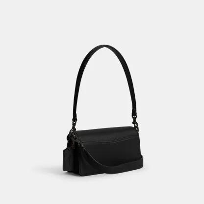 COACH®,Tabby Shoulder Bag 20,Leather,Shoulder Bag,Embossed,Metal,Logo,Day Party,Black,Angle View