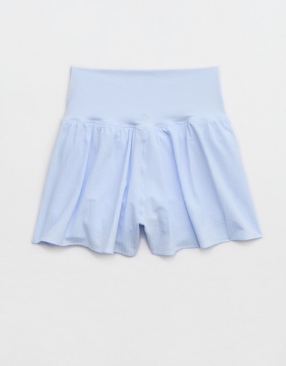 OFFLINE By Aerie Real Me Seersucker Crossover Flowy Short - Eyelet Blue
