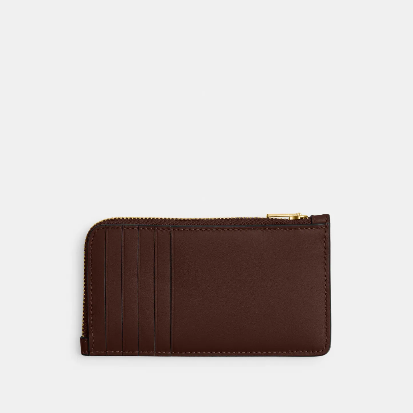 COACH®,New York Zip Card Case,Leather,Calfskin Leather,Card Case,Coin,Word Embellishment,Logo,Casual,Brown,Back View