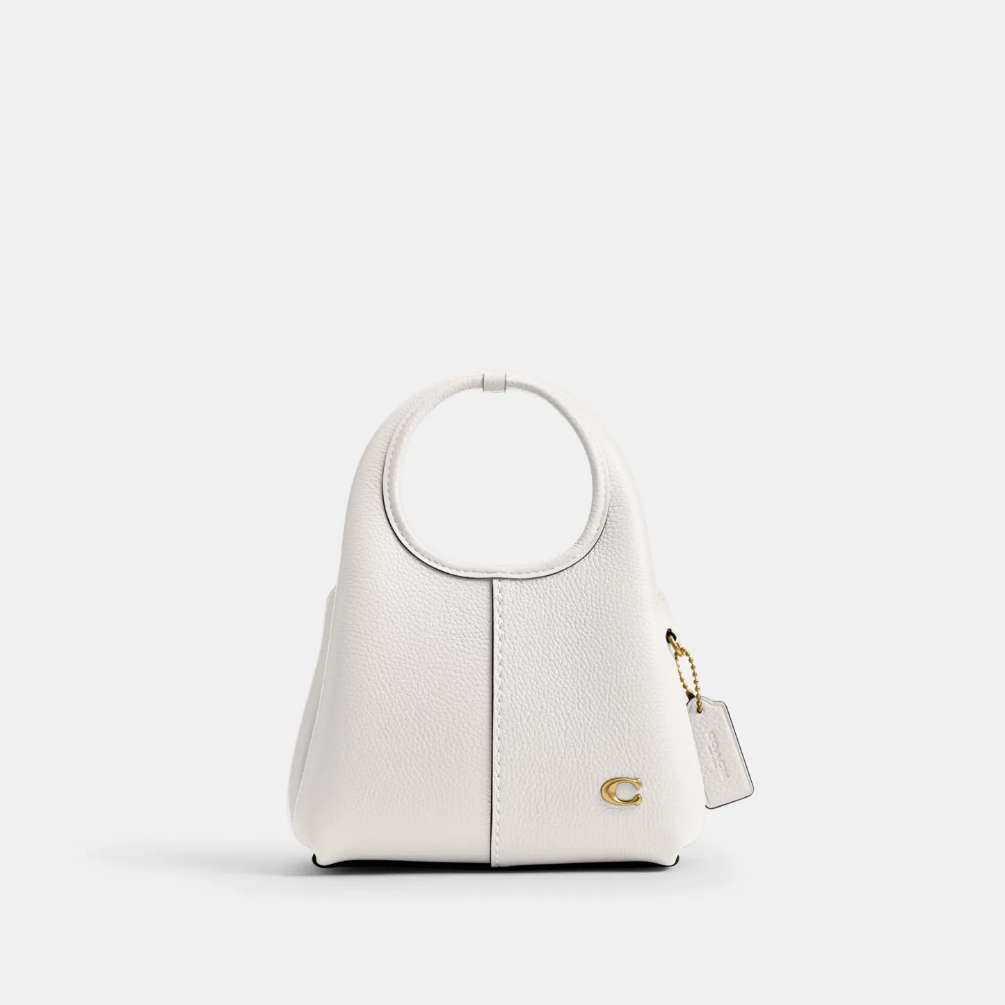COACH®,Lana Shoulder Bag 19,Leather,Crossbody,Metal,Logo,Shoulder Guard,Brass,Casual,White,Front View
