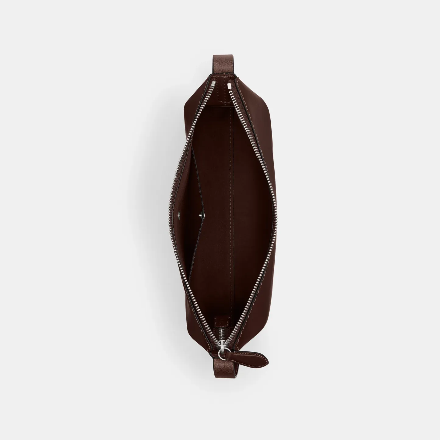 COACH®,Mott Messenger Bag 33,Leather,Hobo,Lined,Adjustable,Silver Metal,Casual,Brown,Inside View,Top View