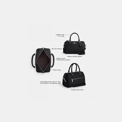 COACH®,Rowan Satchel Bag,Satchel,Logo,Casual,Work,Black