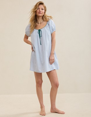 Aerie Seersucker Nightie - Monaco Blue