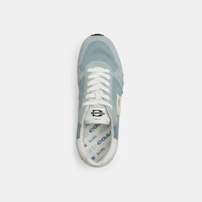 COACH®,Retro Runner,Rubber,Recycled Polyester,Mesh,Suede,Activewear,Fabric,Logo,Color Block,Sustainable,Pull Tab,Breathabl...,Blue,Inside View,Top View