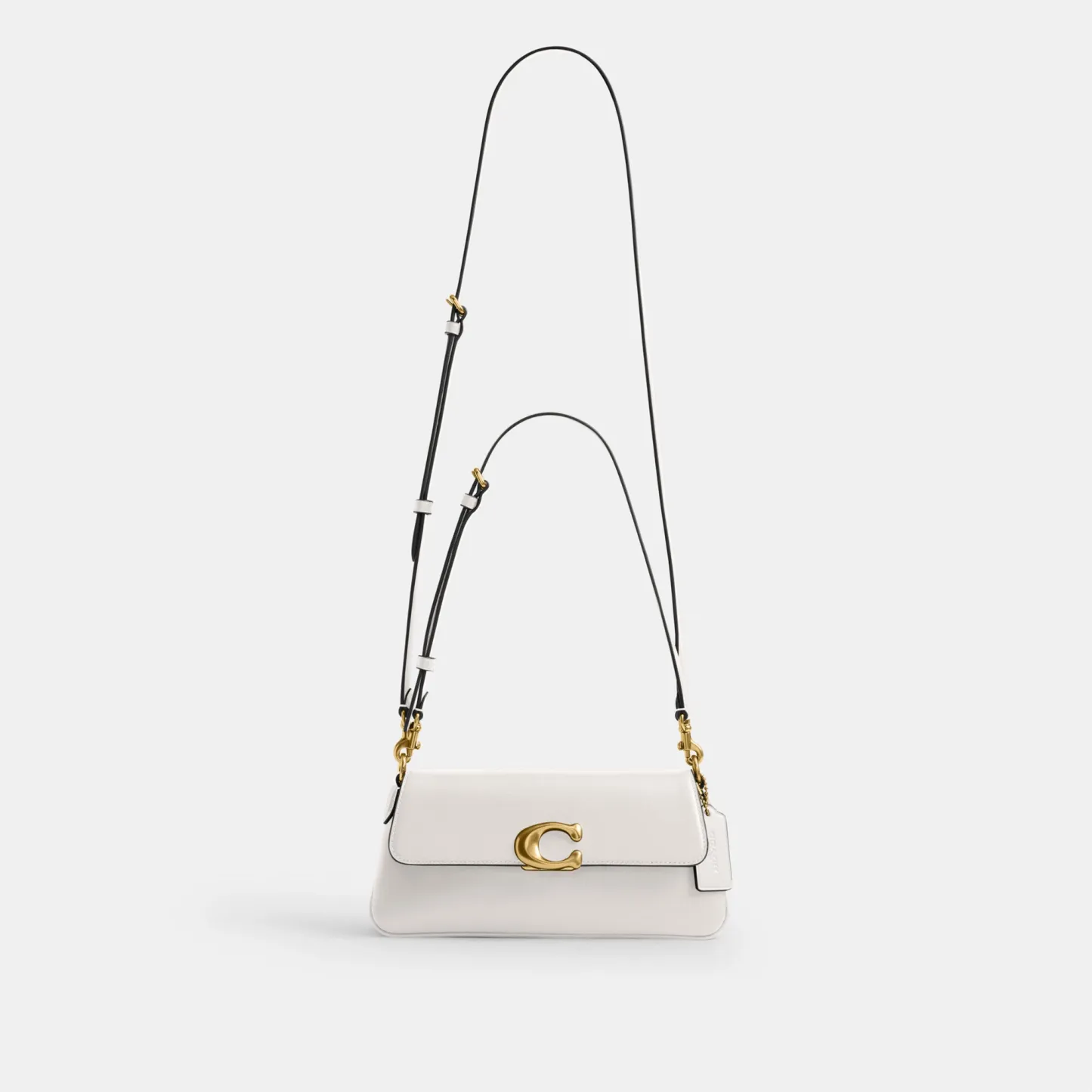 COACH®,Jet Shoulder Bag,Calfskin Leather,Shoulder Bag,Logo,Metal,Gold Metal,Casual,White
