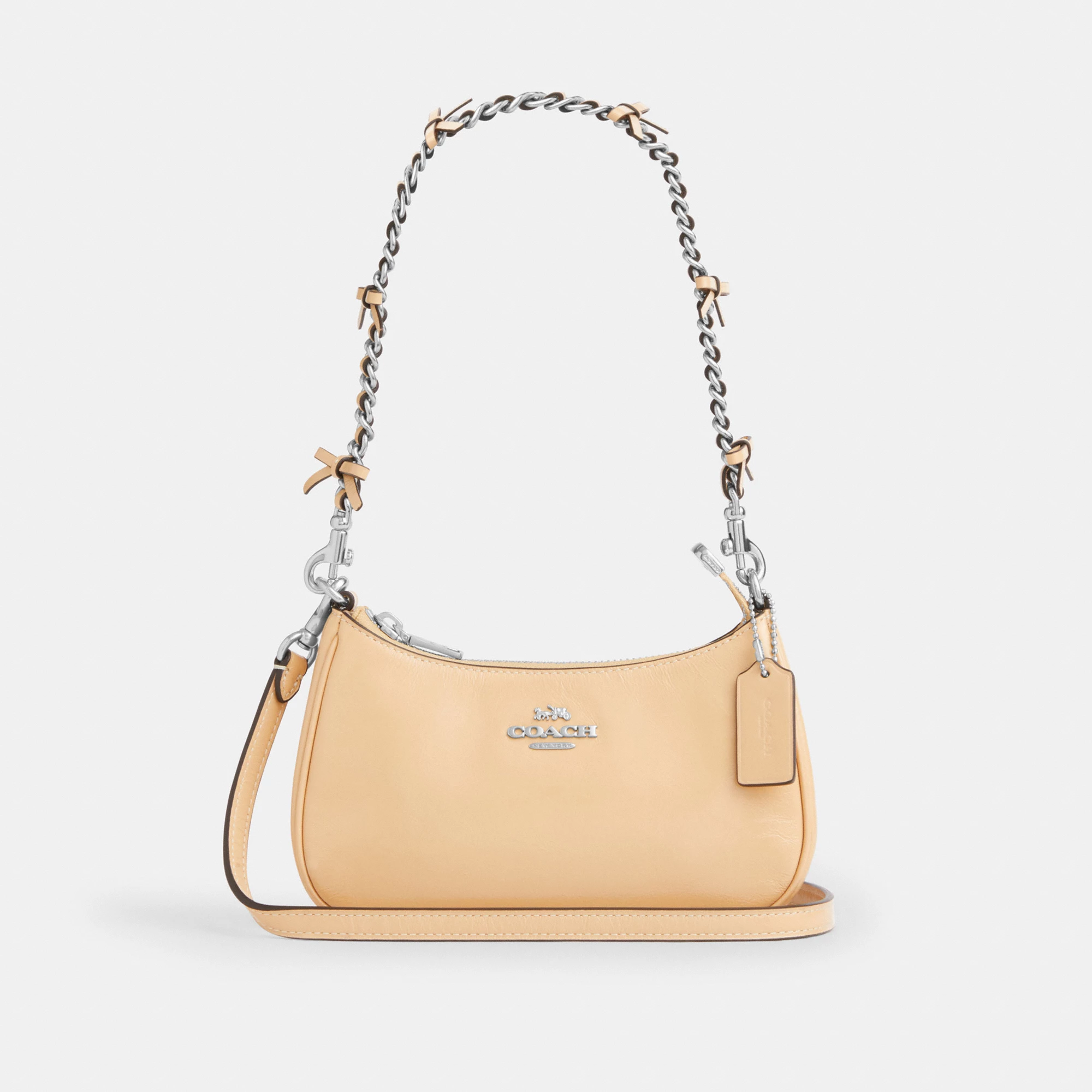 COACH®,Teri Mini Crossbody Bag With Bows,Beige,Front View