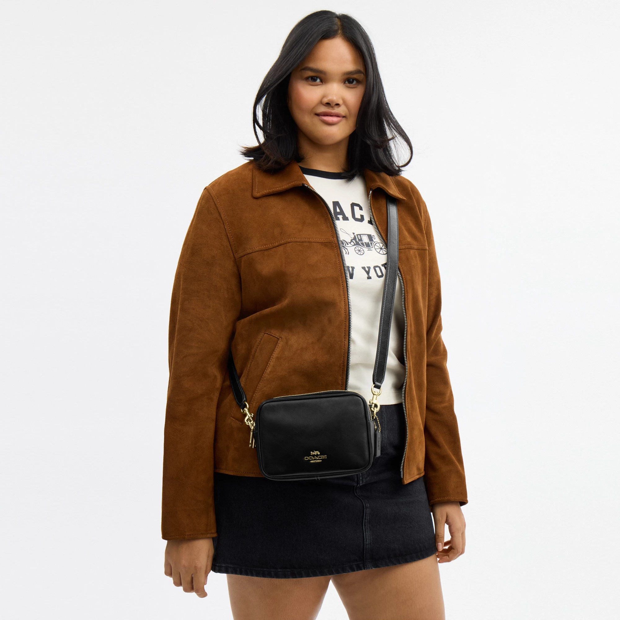 COACH®,Mini Carey Crossbody Bag,Leather,Recycled Polyester,Crossbody,Logo,Metal,Casual,Black
