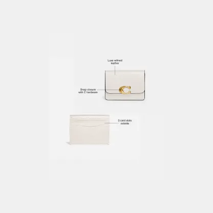 COACH®,Bandit Card Case,Leather,Card Case,Metal,Logo,Casual,White