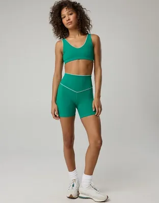 OFFLINE By Aerie Real Me XTRA High Waisted 5" Rib Piping Bike Short - Pine