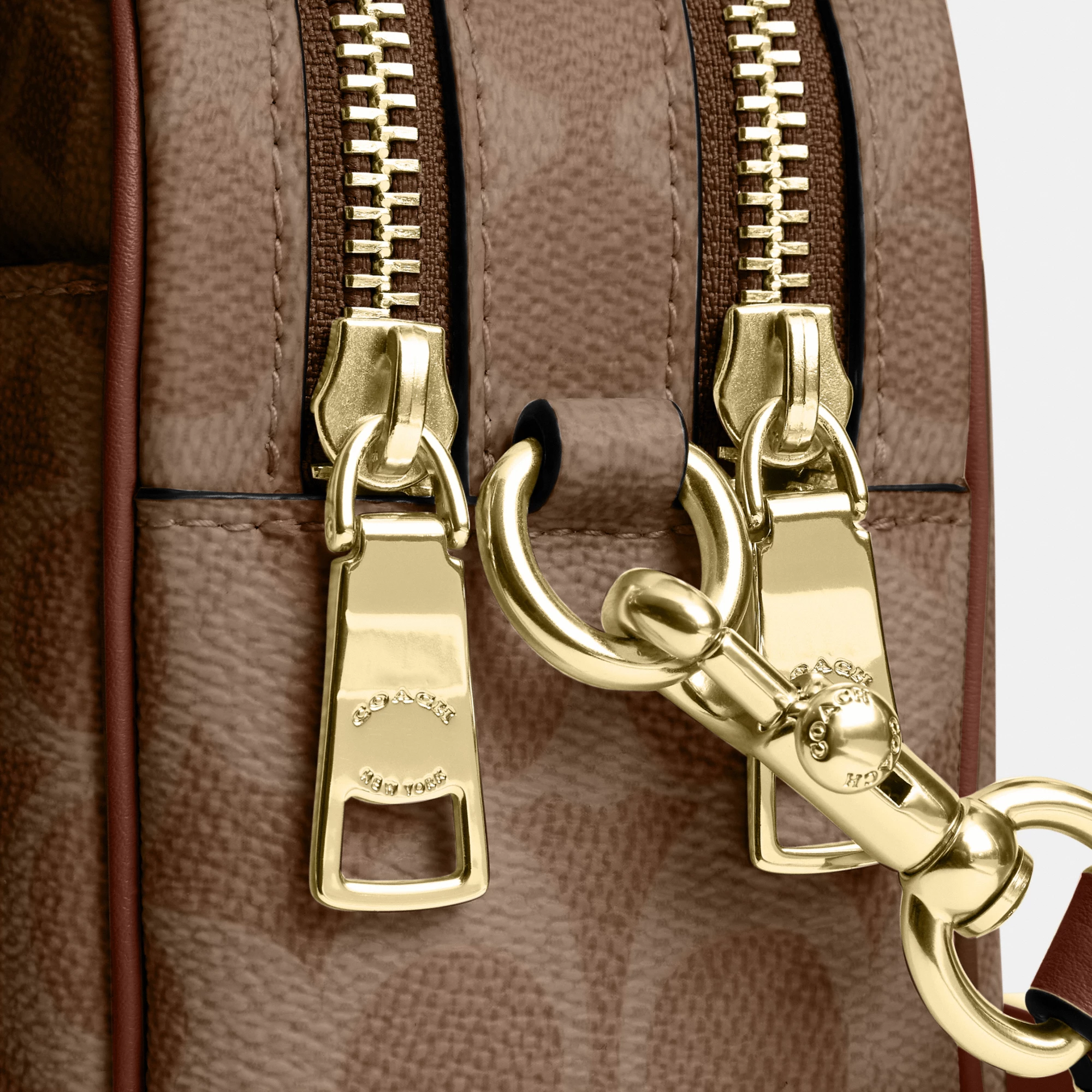 COACH®,Mini Carey Crossbody Bag In Signature Canvas,Polyester,Leather,Canvas,Crossbody,Metal Material,Logo,Metal,Piping,Pe...,,Closer View