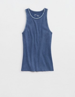 Aerie High Neck Tank Top - Marbled Blue