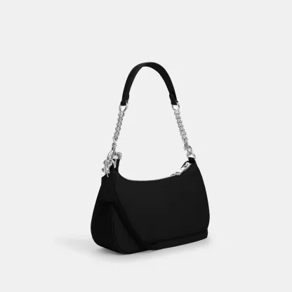 COACH®,Teri Shoulder Bag,Shoulder Bag,Chain Detail,Metal,Logo,Casual,Black,Angle View