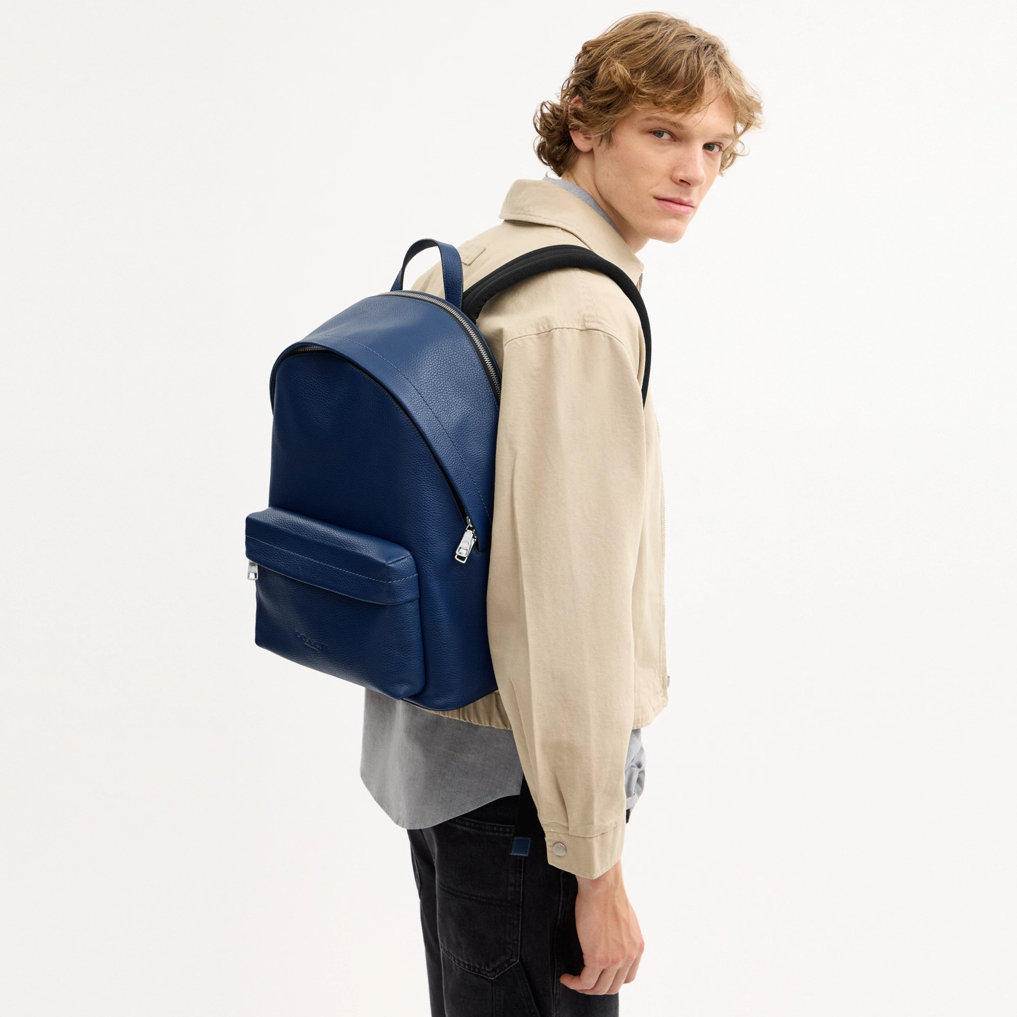 COACH®,Taylor Backpack,Polyester,Recycled Polyester,Leather,Backpack,Lined,Sustainable,Suitcase Sleeve,Casual,Blue,Detail View