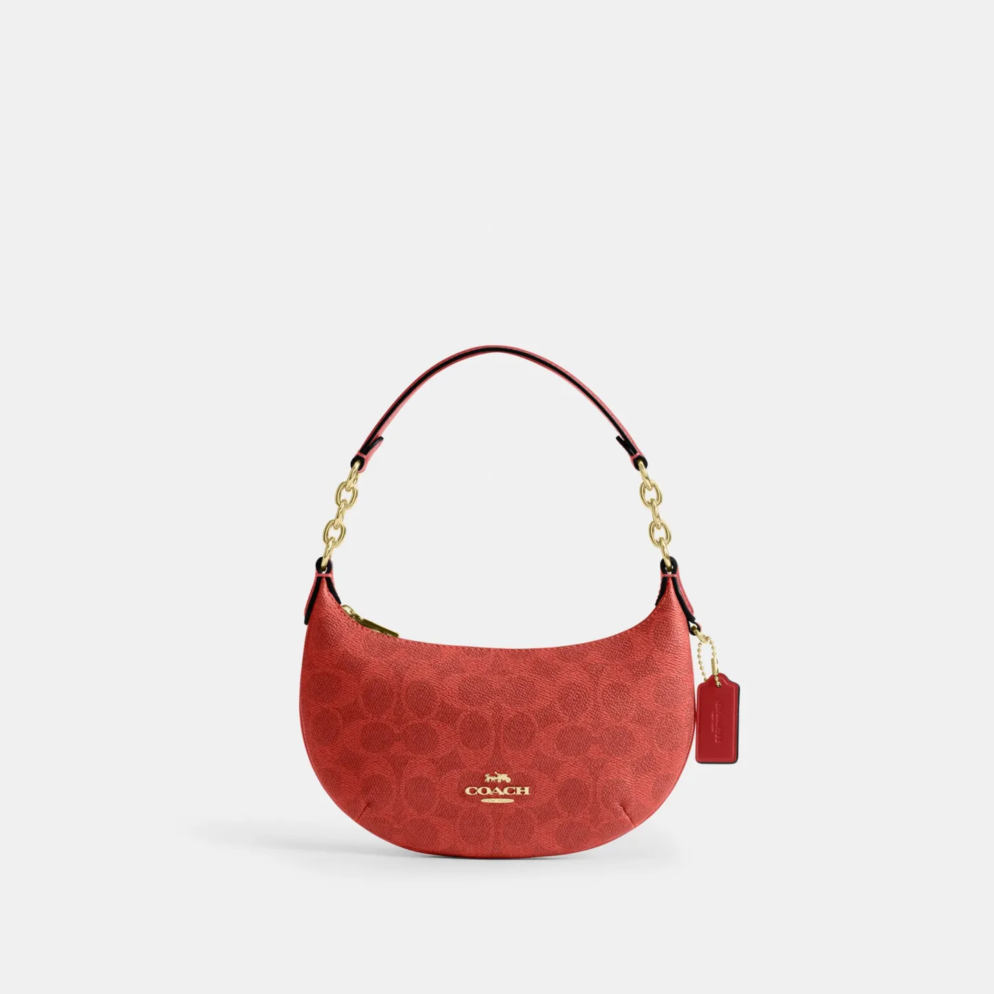 COACH®,Mini Payton Bag In Signature Canvas,Lining Leather,Polyester,Leather,Canvas,Lining Recycled Polyester,Recycled Poly...,Red,Front View